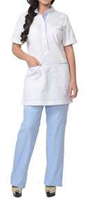 Костюм медицинский женский Эвита (блуза, брюки), арт.03619, цвет - белый с голубым