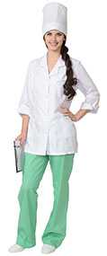 Костюм медицинский женский Жасмин (блуза, брюки, колпак), арт.08131, цвет - белый с салатовым