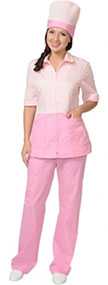 Костюм медицинский женский Стефани (блуза, брюки, колпак), арт.08121, цвет - розовый с темно-розовым