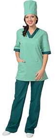Костюм медицинский женский София (блуза, брюки, колпак), арт.08100, цвет - светлая мята с темно-зеленым