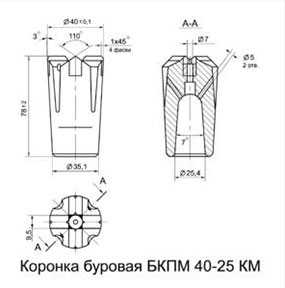 Коронка буровая БКПМ 40-25 КМ