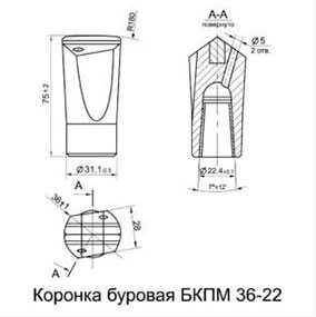 Коронка буровая БКПМ 36-22