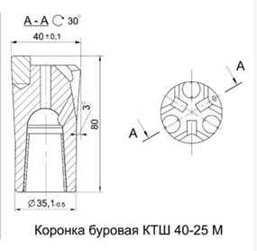 Коронка буровая КТШ 40-25М