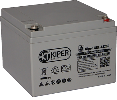 Аккумуляторная батарея Kiper GEL-12260 12V/26Ah 166x175x125(125) ДхШхВ - Kiper (Китай)