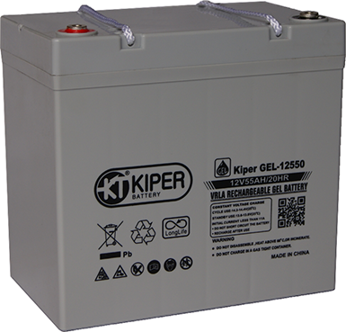 Аккумуляторная батарея Kiper GEL-12550 12V/55Ah 229x138x210(235) ДхШхВ - Kiper (Китай)
