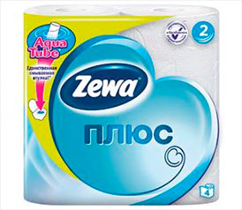 Туалетная бумага ZewaПлюс белая, 1*4 рулона