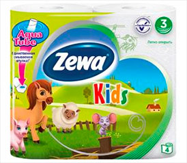 Туалетная бумага Zewa Deluxе Kids 1*4 рулона 3 слоя