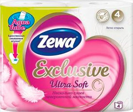 Туалетная бумага Zewa Exclusive Ultra Soft 1*4 рулона 4 слоя